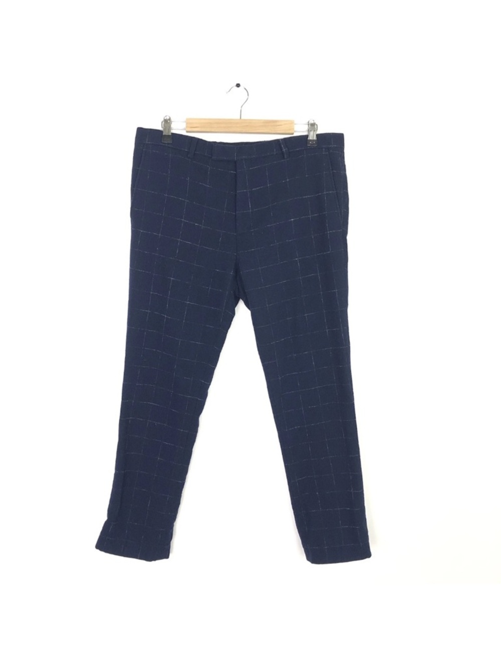 Twisted Tailor blue & white windowpane pattern wool blend Hale Trouser Pants